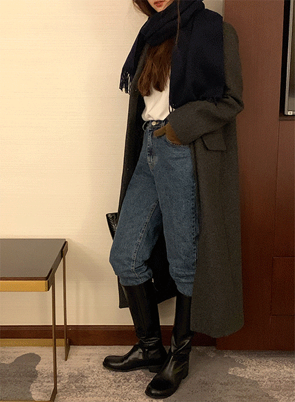디프 long coat (wool 70%)_차콜